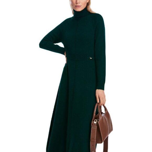 turtleneck sweater dress 100% wool long sleeve forest green N2 US 6 - Picture 5 of 14
